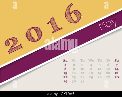 Simplistic may 2016 calendar design Stock Vector