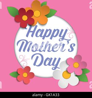 Happy Mothers Day Card with Flowers Stock Vector