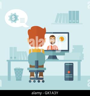 Two male team discussed about business. Stock Vector