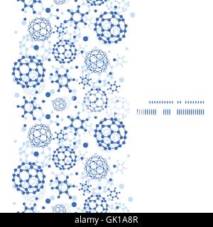 Vector blue molecules texture vertical frame seamless pattern background Stock Vector
