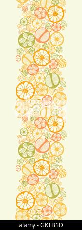 Citrus slices vertical seamless pattern background border Stock Vector