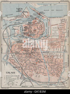 CALAIS. Vintage town city map plan. Pas-de-Calais, 1930 Stock Photo