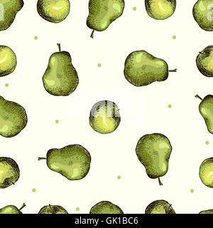 seamless pattern of fruit - apple and pear Stock Vector