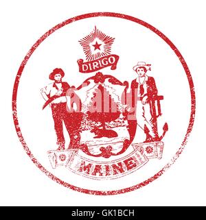 Maine - rubber stamp - vector, Maine (United States of America) map ...