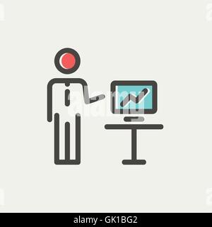 Businessman presentation thin line icon Stock Vector