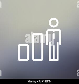 Businessman and graph thin line icon Stock Vector