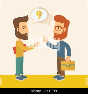 Two men sharing ideas. Stock Vector