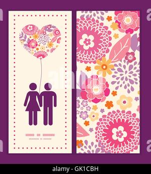Vector warm summer plants couple in love silhouettes frame patte Stock ...