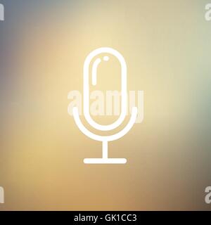 Retro microphone thin line icon Stock Vector
