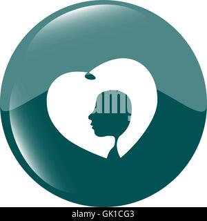icon with heart and woman head Stock Vector