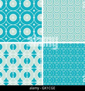 Abstract geometric circles seamless patterns set Stock Vector