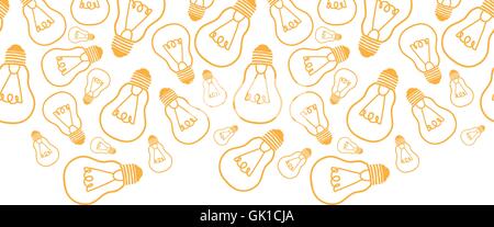 Light bulbs line art horizontal seamless pattern background border Stock Vector