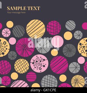 Vector Abstract Textured Bubbles Horizontal Frame Seamless Patte Stock Vector