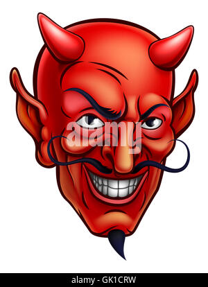 Red devil satan or Lucifer demon cartoon face with horns and a goatee ...