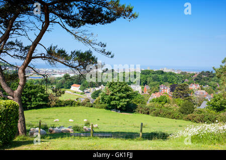 Elevated view of Aberystwyth as seen from The National Library of Wales UK Stock Photo