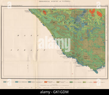 Victoria Geological survey. WONTHAGGI CAPE PATERSON. Australia, 1909 old map Stock Photo