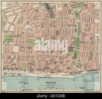 BRIGHTON. Vintage town city map plan. Sussex, 1939 Stock Photo