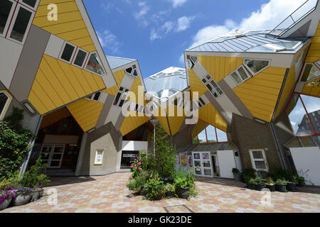 The yellow cube houses in Rotterdam, Designed by architect Piet Blom.