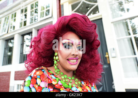 Portrait of a colorful Drag Queen. Stock Photo