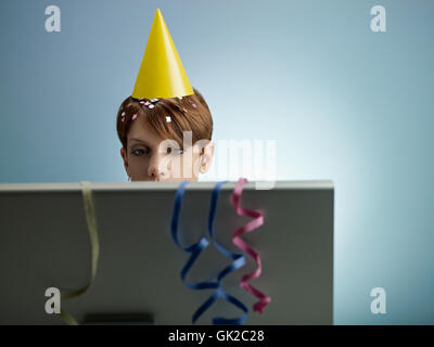 woman blue office Stock Photo