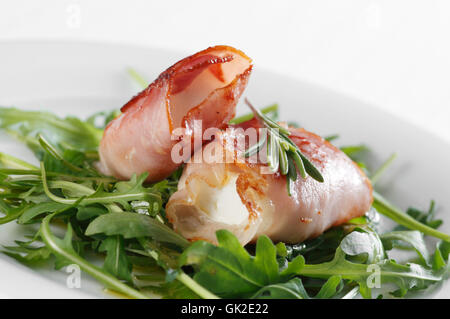 goat cheese wrapped in bacon Stock Photo