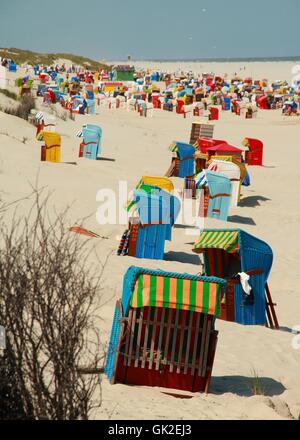 colorful beach chairs on juist Stock Photo