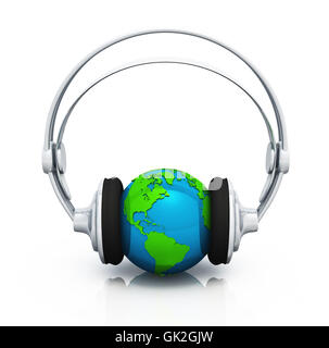 3d world party sound - green blue Stock Photo