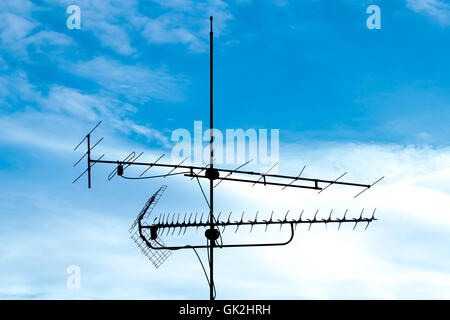 blue antenna television Stock Photo