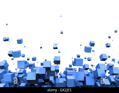 3d - background - flying dice blue Stock Photo