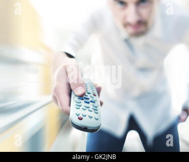 remote push television Stock Photo