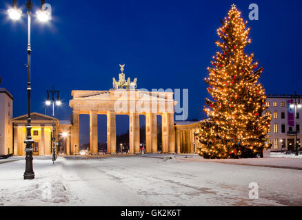 christmas tree at brandenburg gate Stock Photo