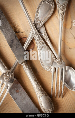 restaurant silver fork Stock Photo