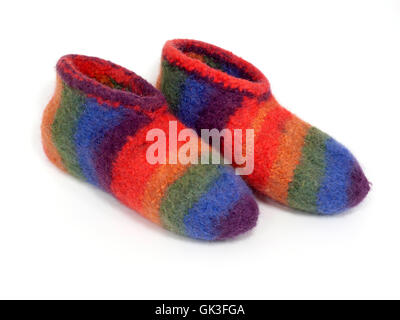 wool felt slippers Stock Photo