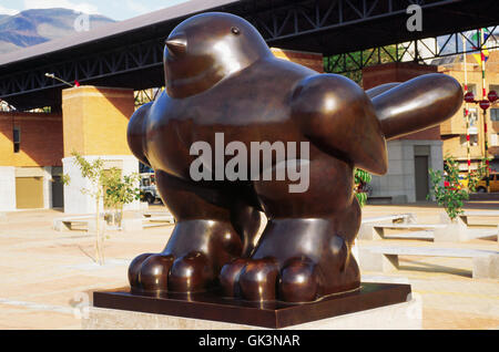Medellin, Colombia --- A statue entitled 'El Pajurru' - Little Bird or The Sparrow - by Fernando Botero. Created in 1988, it was Stock Photo