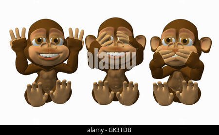 three wise monkeys Stock Photo