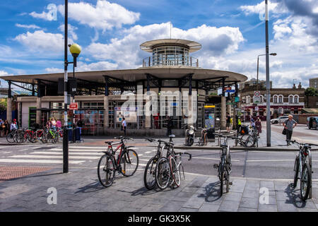 Woolwich London. Art Deco Woolwich Arsenal railway station exterior Stock Photo