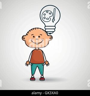 boy idea gears icon Stock Vector