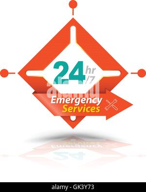 Emergency services 24 hours icon. Vector illustration Stock Vector