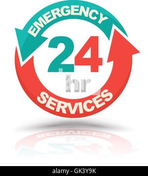 Emergency services 24 hours icon. Vector illustration Stock Vector