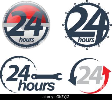 24hr service with clock scale logo 3d style vector PNG - Similar PNG