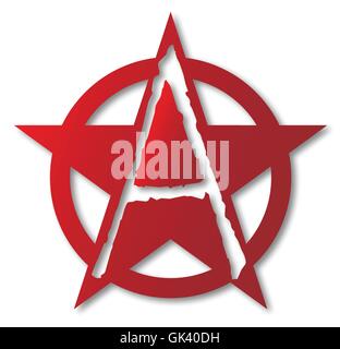 A large letter A set inside a star and circle Stock Vector