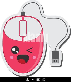 kawaii computer mouse icon Stock Vector