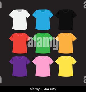 T-shirt templates set with different colors. Isolated singlet. Vector ...