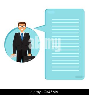 Successful businessman with a suitcase. Thinking list. Template or blank with business concept. Vector Stock Vector