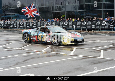 The Gumball 3000 Rally arrives at the Etihad Stadium in Manchester  Featuring: Atmosphere Where: Manchester, United Kingdom When: 02 May 2016 Stock Photo