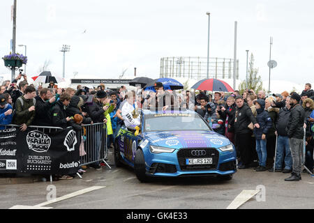 The Gumball 3000 Rally arrives at the Etihad Stadium in Manchester  Featuring: Atmosphere Where: Manchester, United Kingdom When: 02 May 2016 Stock Photo