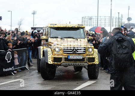 The Gumball 3000 Rally arrives at the Etihad Stadium in Manchester  Featuring: Atmosphere Where: Manchester, United Kingdom When: 02 May 2016 Stock Photo