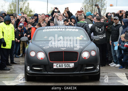 The Gumball 3000 Rally arrives at the Etihad Stadium in Manchester  Featuring: Atmosphere Where: Manchester, United Kingdom When: 02 May 2016 Stock Photo