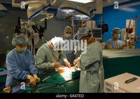 2005, Bangkok, Thailand --- Open heart surgery at a private hospital in Bangkok. --- Image by © Jeremy Horner Stock Photo