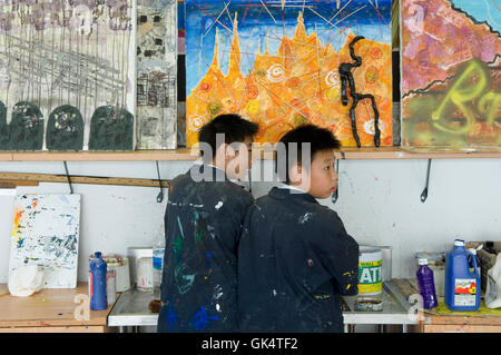 Bangkok, Thailand --- O level Art students in Shrewsbury International School during class. --- Image by © Jeremy Horner Stock Photo